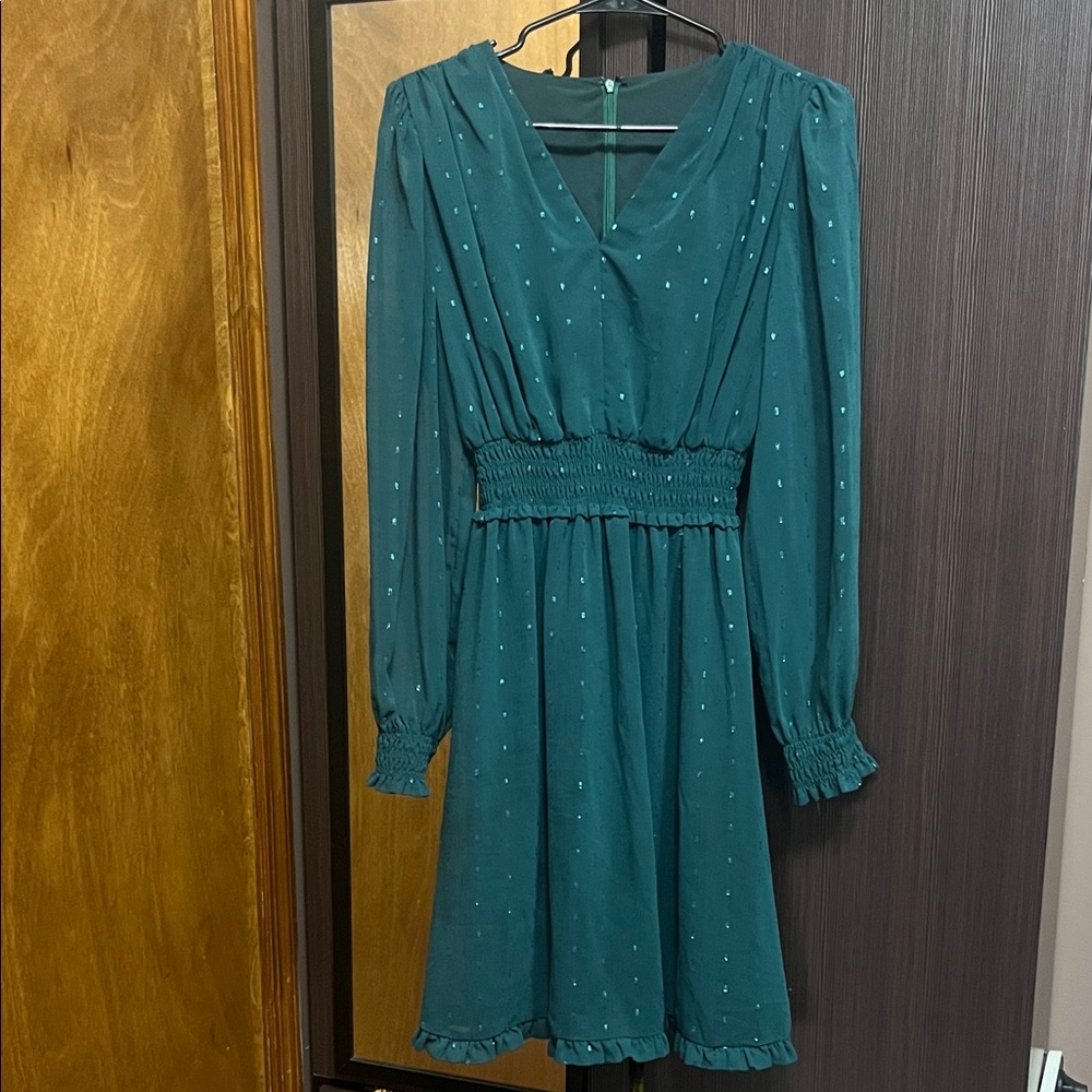 Chic Teal Long-Sleeve Dress